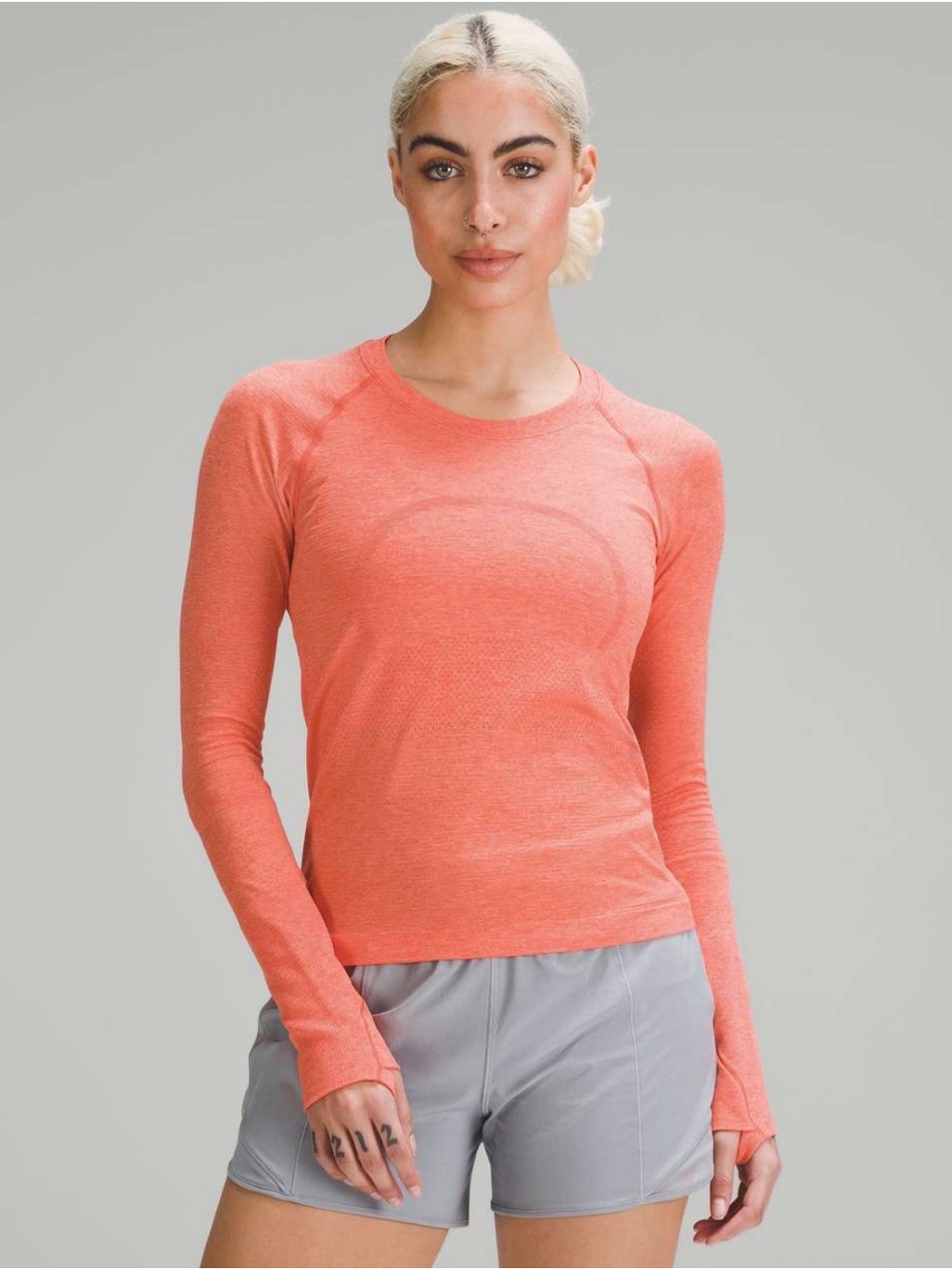 Lululemon Swiftly Tech 2.0womenâs Long-Sleeve Crewneck Top In Coral Size 10